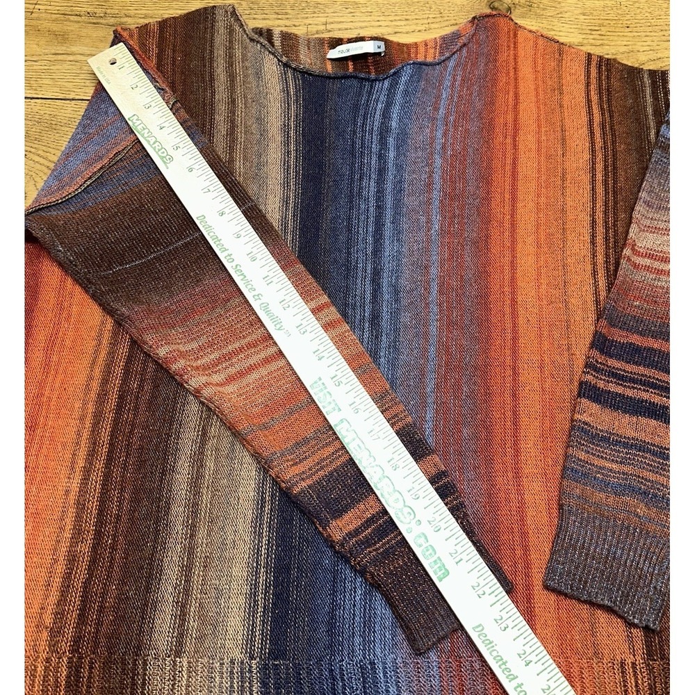 Maude Vivante Andrea Sweater Natural Multicolor Cable Knit Fringe Trim Women's M - Picture 9 of 9